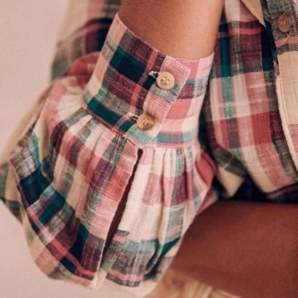 Sezane Doria San Francisco Checks Plaid Button Long Sleeve Shirt Blouse. - Picture 12 of 12